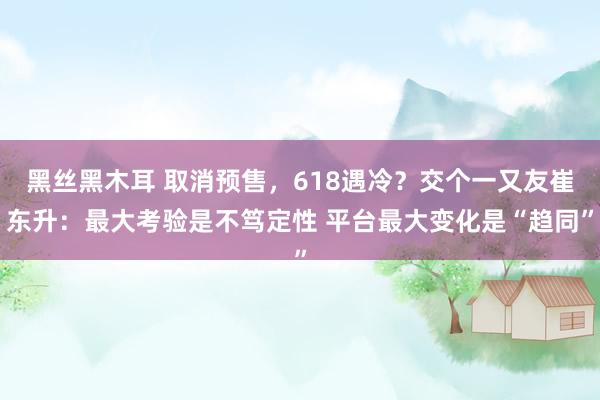 黑丝黑木耳 取消预售，618遇冷？交个一又友崔东升：最大考验是不笃定性 平台最大变化是“趋同”
