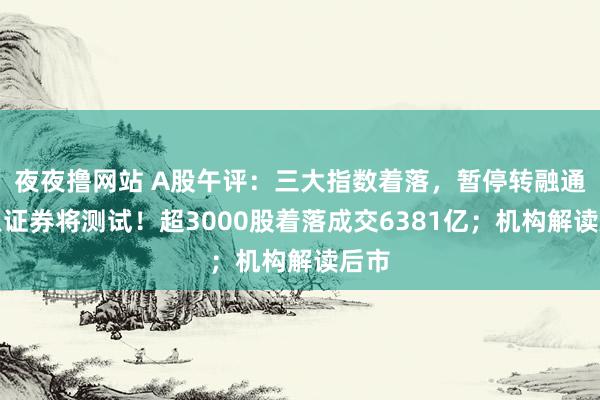 夜夜撸网站 A股午评：三大指数着落，暂停转融通借入证券将测试！超3000股着落成交6381亿；机构解读后市