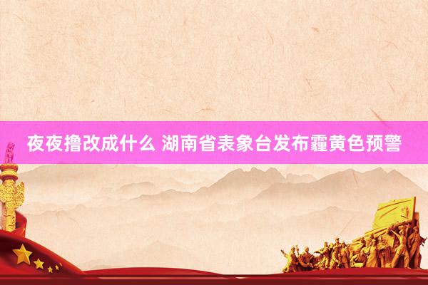 夜夜撸改成什么 湖南省表象台发布霾黄色预警
