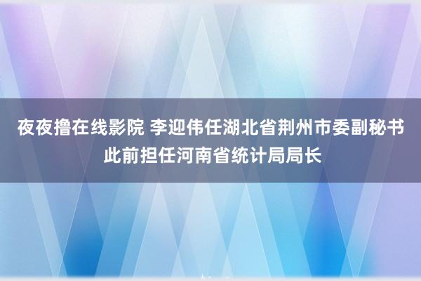 夜夜撸在线影院 李迎伟任湖北省荆州市委副秘书 此前担任河南省统计局局长
