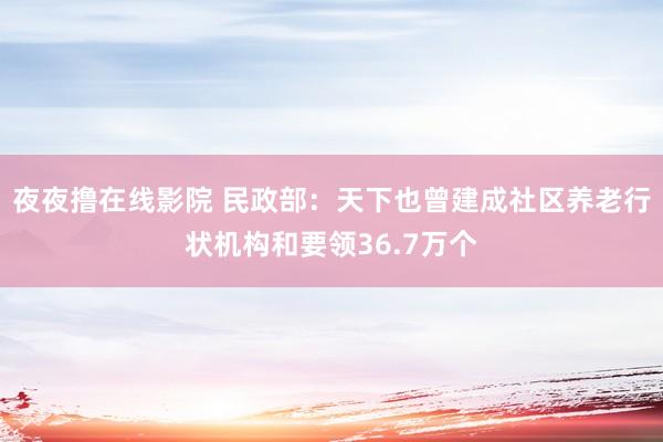 夜夜撸在线影院 民政部：天下也曾建成社区养老行状机构和要领36.7万个