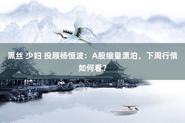 黑丝 少妇 投顾杨恒波：A股缩量漂泊，下周行情如何看？
