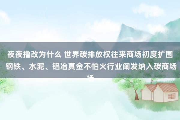 夜夜撸改为什么 世界碳排放权往来商场初度扩围 钢铁、水泥、铝冶真金不怕火行业阐发纳入碳商场